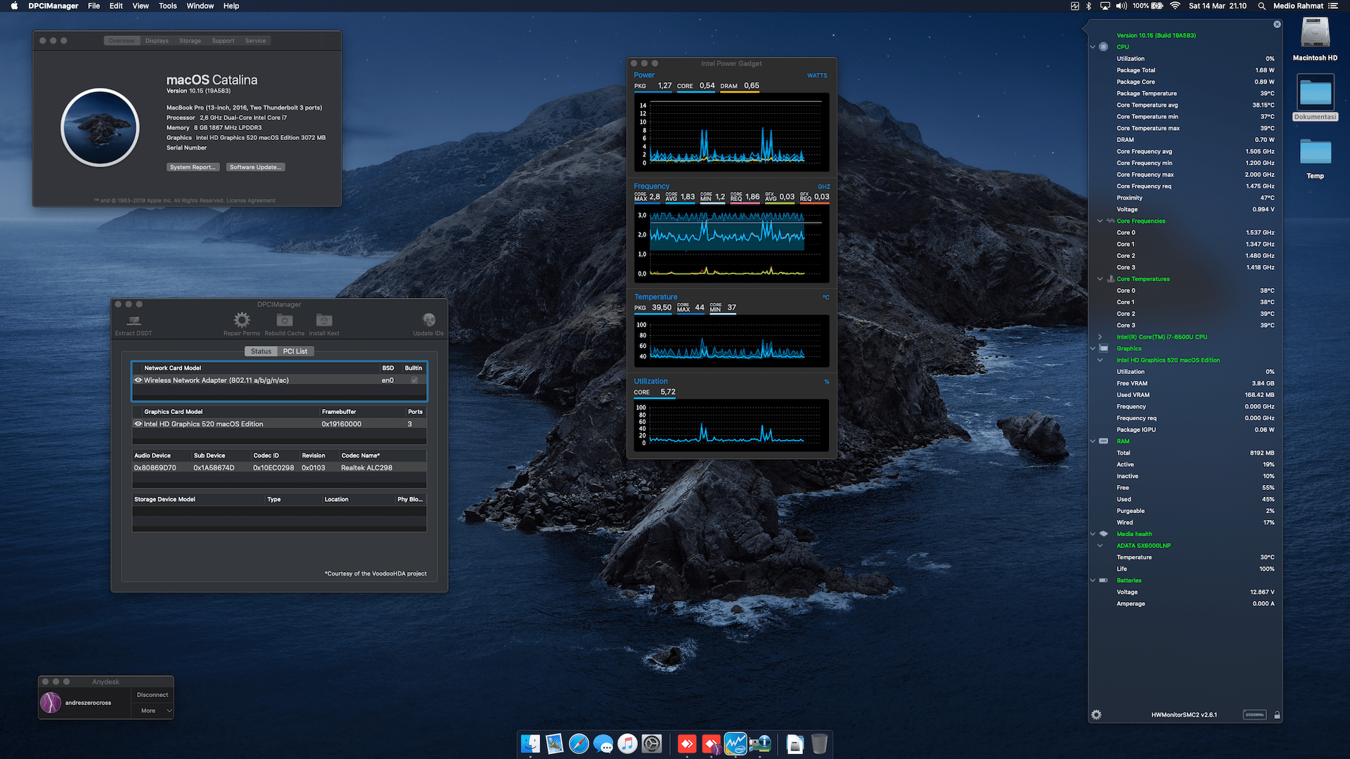 Success Hackintosh macOS Catalina 10.15 Build 19A583 in Razer Blade Stealth 2016 RZ09-01682E21